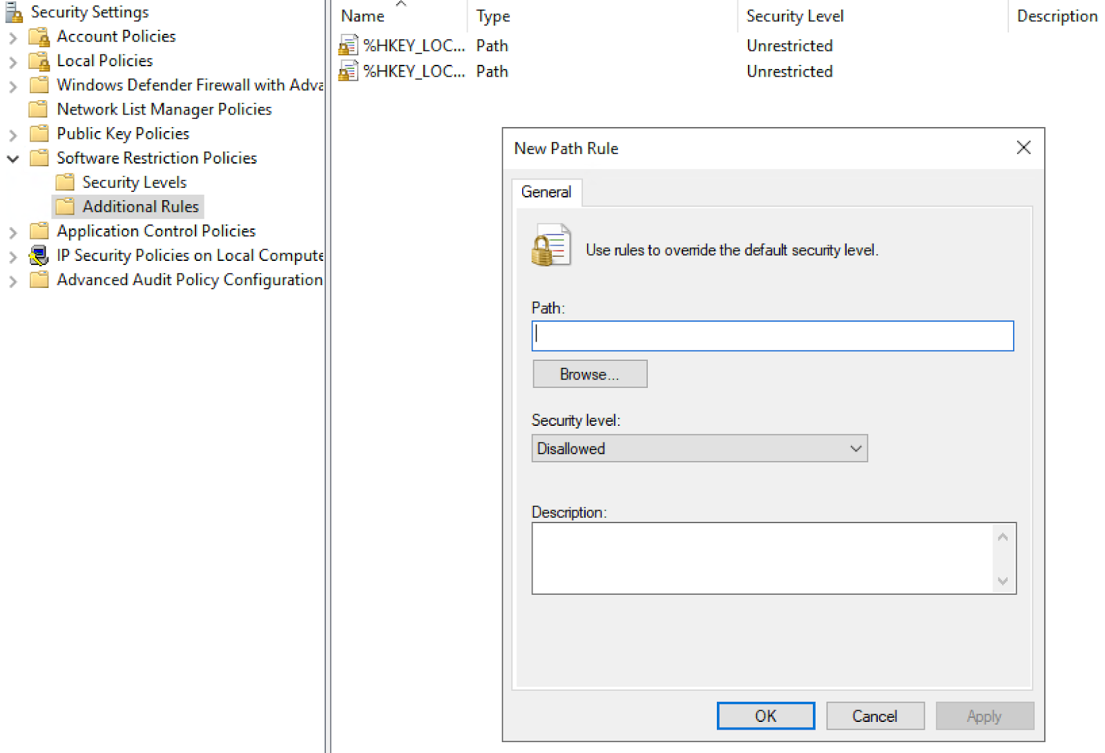 Windows Software Restriction Policy Command